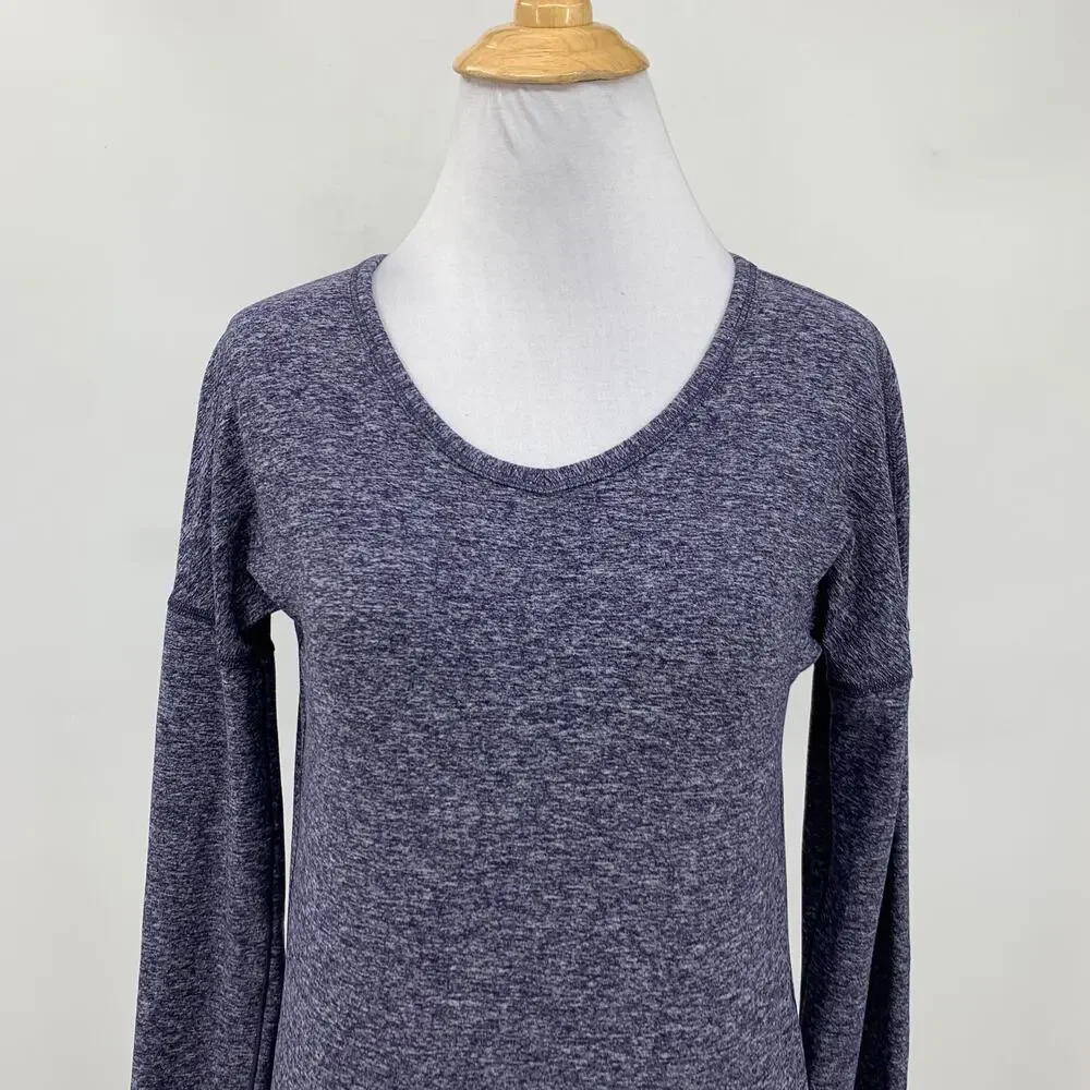 Lululemon Ivivva Top Girls Youth 12 Navy Long Sleeve Performance Thumbholes